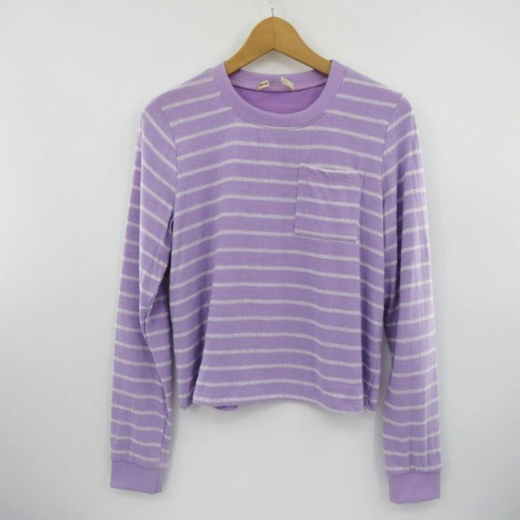 Marine Layer DK Crew, Lavender White Stripe, Size L - Picture 2 of 12